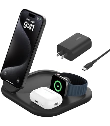 Amazon.co.jp: Belkin ワイヤレス充電スタンド 3 in 1 iPhone / Apple